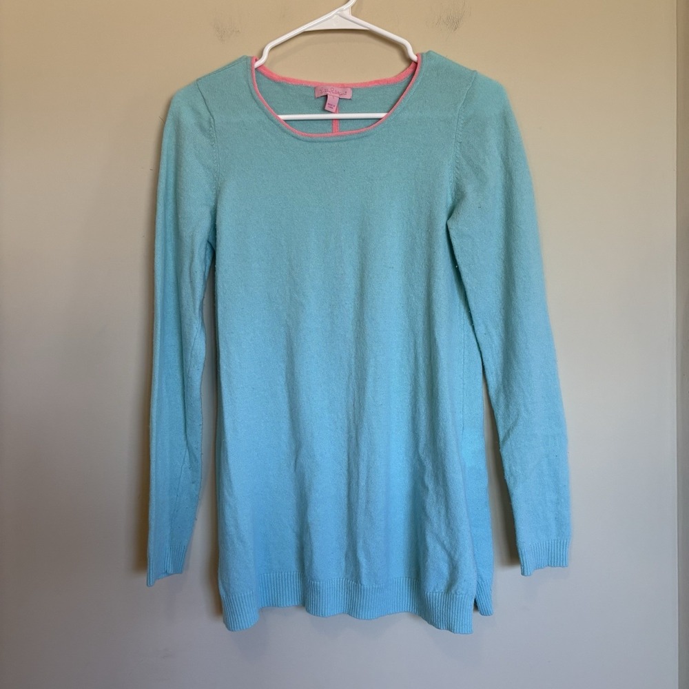 LILLY PULITZER Teal‎ Serene Blue Collins Cashmere Sweater Size Small